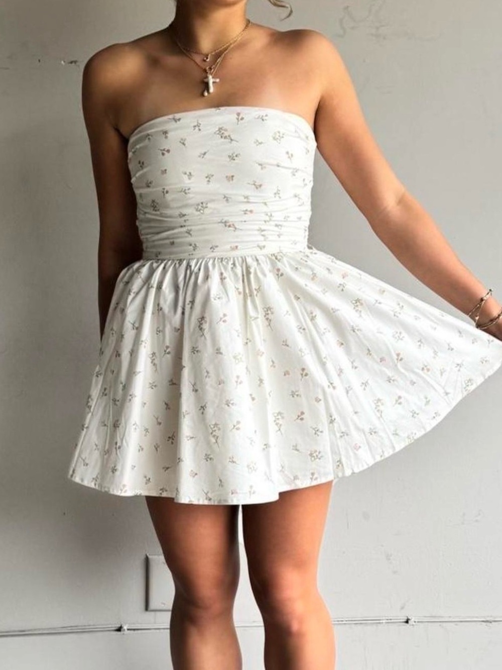 Baby Boo Ivory Strapless Floral Mini Dress - Picture 3 of 3